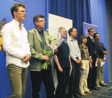 Foto: Jörgen Elfström PRISUTDELNING I SM-GRUPPEN Från vänster: Tiger Hillarp-Persson, Stellan Brynell, Emil Hermansson, Thomas Ernst, Pia Cramling, Emanuel Berg och Evgenij Agrest.