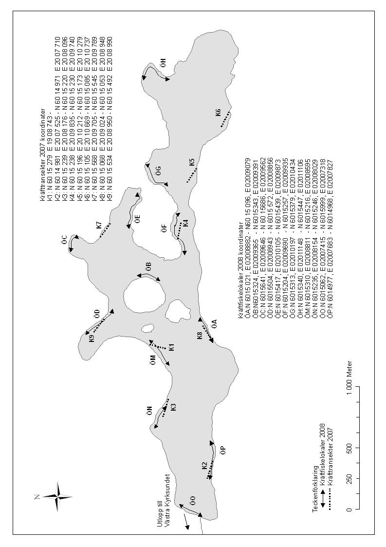 6 Figur 2. Östra Kyrksundets kräftfiskelokaler från 2007 och 2008.
