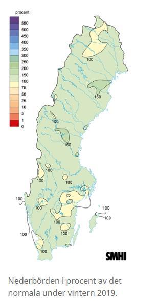 En återgång till en mer normal vinter och ökad trafikkvalitet Vintern 2018/2019 var mildare än normalt och nederbörden blev något rikligare på vissa ställen.