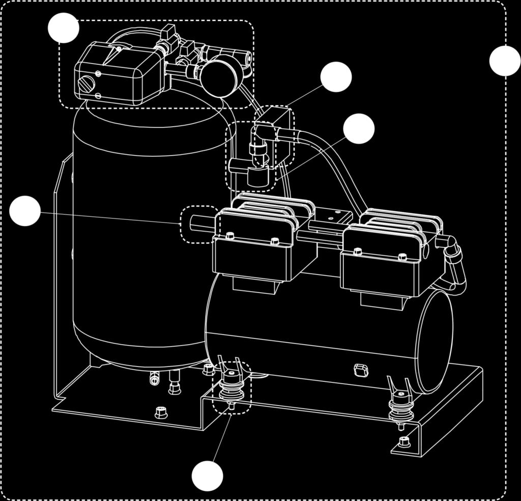 RKITDUMPV3-LUX P Kompressorfilter 3 RKITFILTV3-LUX P Kompressormotor endast (utan skruvar och anslutningar) Ej i bild
