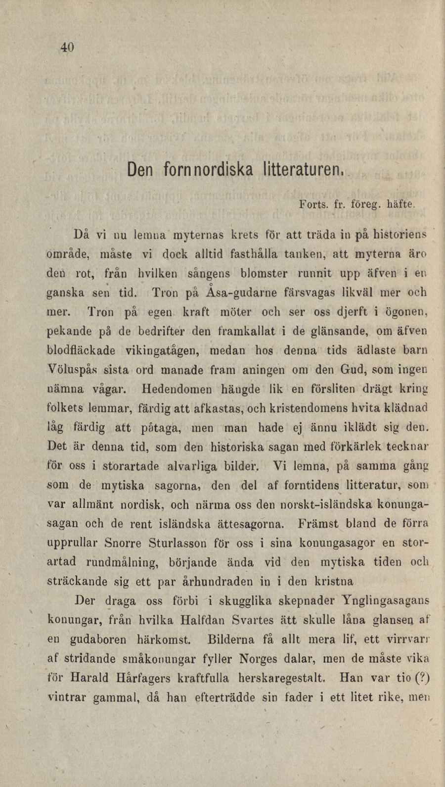 40 Den fornnordiska litteraturen, Forts, fr. föreg. häfte.