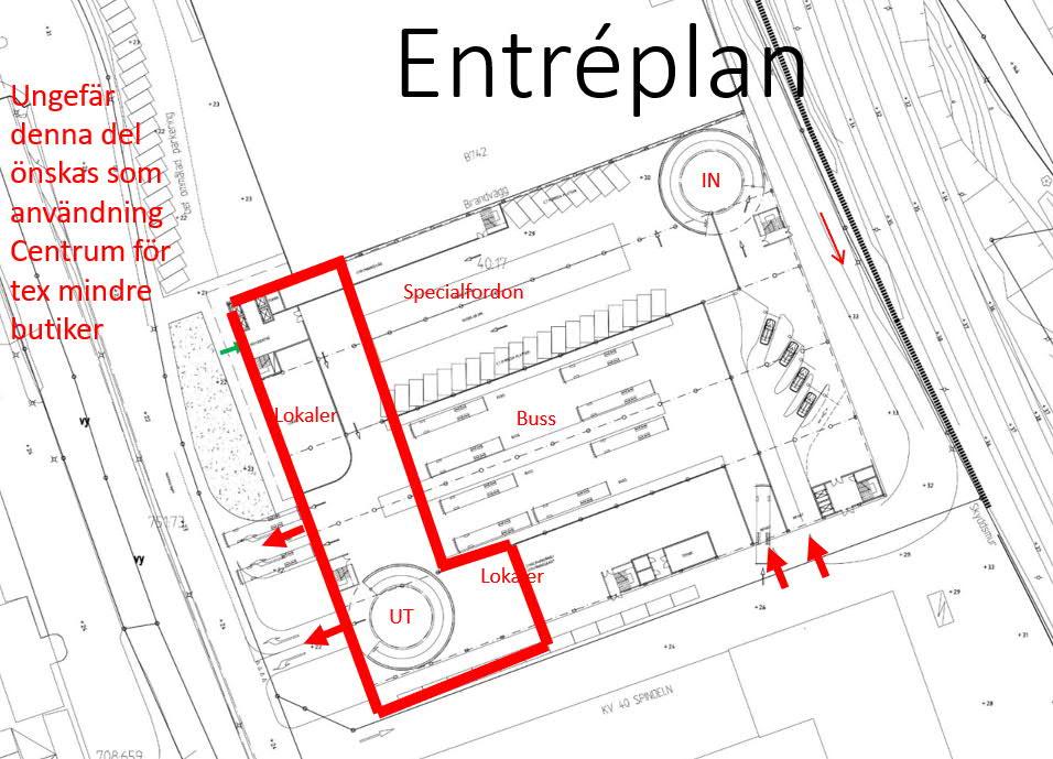 19 (53) Figur 8 Preliminär skiss över planerad centrumverksamhet i bottenplan på parkeringshuset.