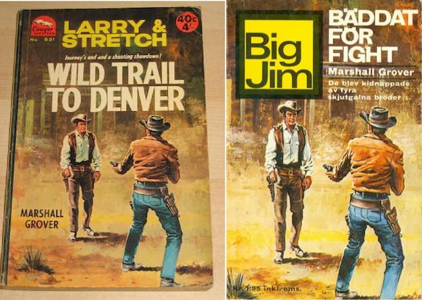 Omslagsmålningen på Wennerbergs första bok i serien Big Jim från 1966 är identisk med den på den australiensiska utgåvan av Marshall Grovers Wild to Denver (Cougar Western nr 531), i vilken