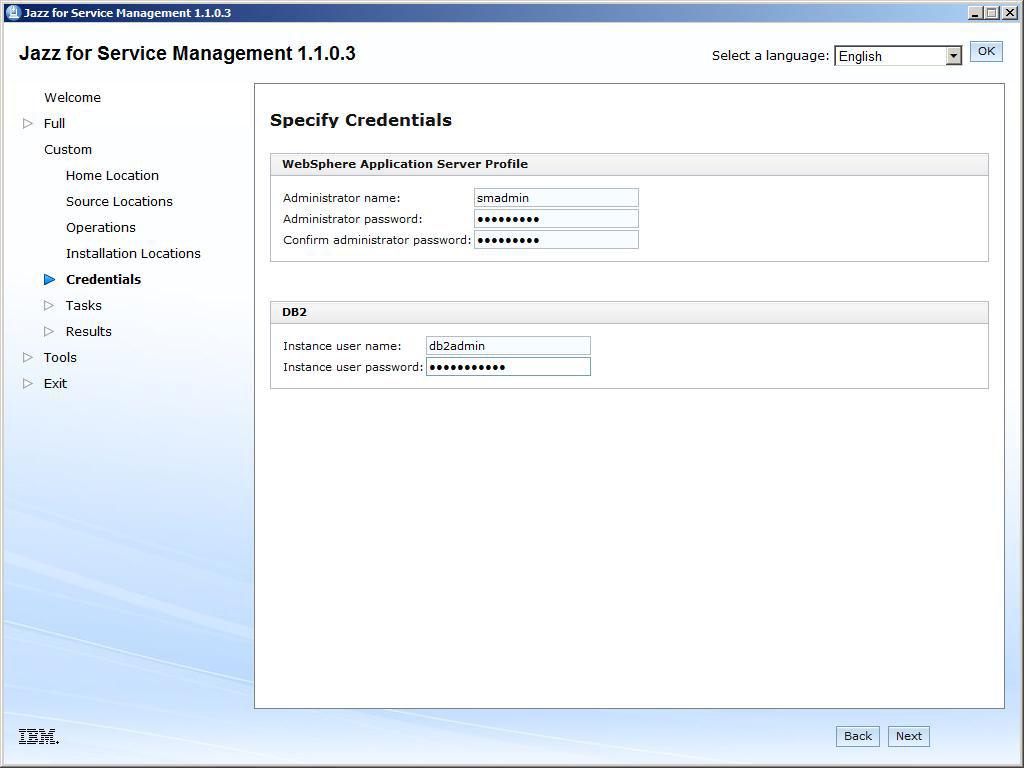 Figure 36. Specifying your credentials 9.