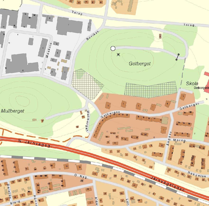 Sida 3 av 8 Aktuellt planområde för bostäder Gammalt planområde för bostäder som ej omfattas av denna utredning Karta 1. Översikt 6 Trafikuppgifter 6.