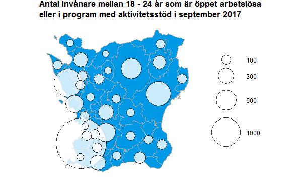 Datum 2017-11-09 9 (12) Andelen av befolkningen i Skåne som var öppet arbetslösa eller i program med aktivitetsstöd var
