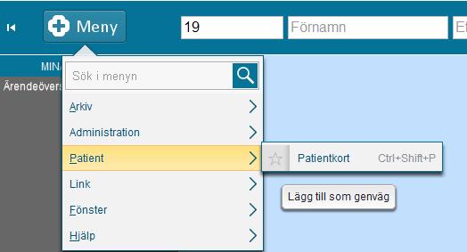 välja aktuell modul och öppna aktuellt fönster. Pilen efter namnet indikerar att fler underliggande fönster finns att välja. 11.