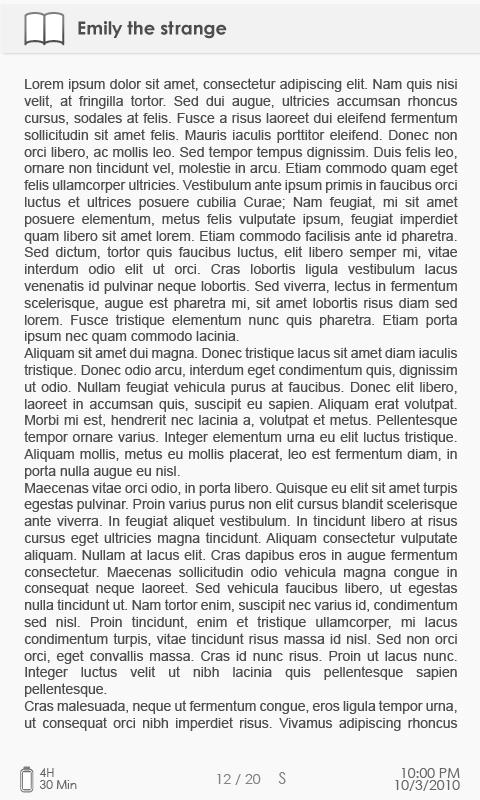 Skärmbilden boksida Titel Batteriindikator Tid och datum Storleksindikering Aktuell sida/totalt antal sidor I skärmbilden Boksida trycker du på PREV/NEXT för att bläddra.