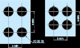 recommended. (3) +0.4 +0.016 Ø22.5 mm recommended (Ø22.3 0 ) / Ø0.89 in. recommended (Ø0.88 in. 0 ) Connections a in mm a in in. b in mm b in in.