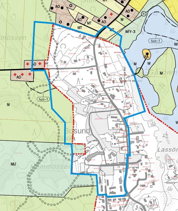 1-21 3.2.1.4 Generalplan För området finns en befintlig delgeneralplan. En revidering och utvidgning av Bosund delgeneralplan har godkänts av kommunfullmäktige den 29.8.2018 59.