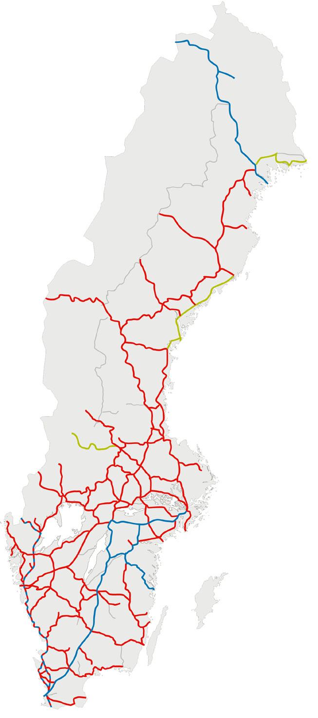 Hundratals inkopplingar från norr till söder 11 000 kilometer järnväg