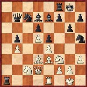 26.Sxa1! På väg till a5, plötsligen! 26 - f5 27.Lh6 [27.exf5 Lxf5!] 27 - Sg7 Helst inte 27 - Ta8 28.exf5 gxf5 29.Sxe5! dxe5 30.d6. 28.Sb3 f4 "Nu tar en ny fas i partiet vid.