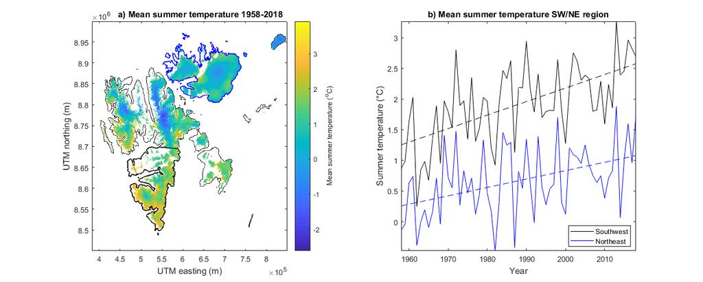 temperature of about 3.5 C. These trends are significant as they don t contain a zeroslope gradient with a 95%-confidence level, see Table 1. Figure 3.