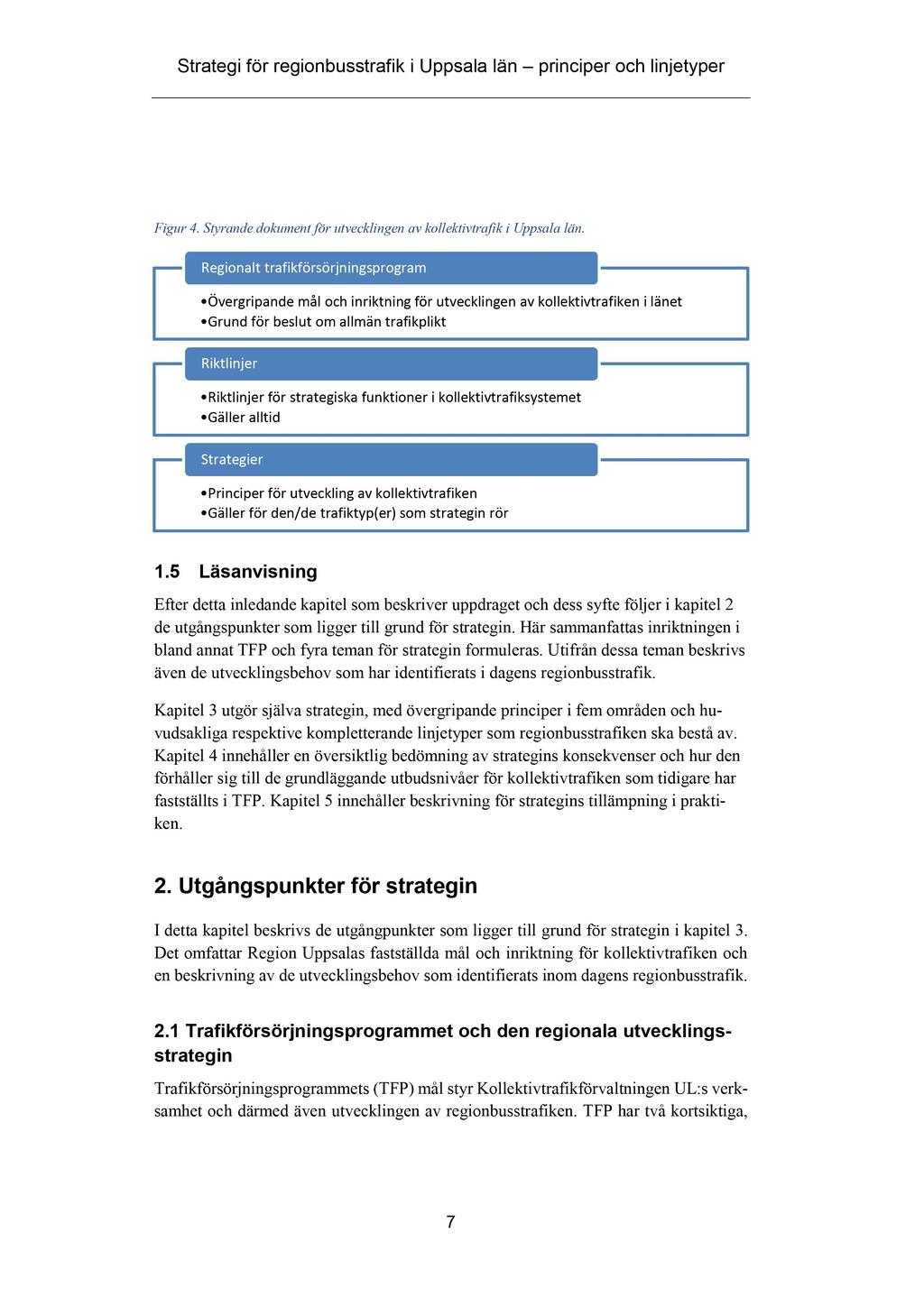 Figur 4. Styrande dokument för utvecklingen av kollektivtrafik i Uppsala län.
