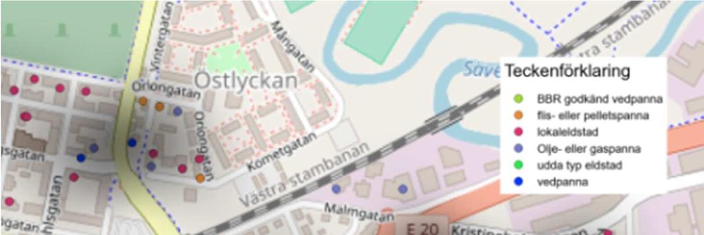 Enkäten skickades till 88 hushåll i stadsdelen Holmalund med omnejd, dvs. närområdet till mätplatsen i Alingsås, se Figur 3. 14 brev kom i retur och av övriga 74 kom det in 49 svar efter uppringning.