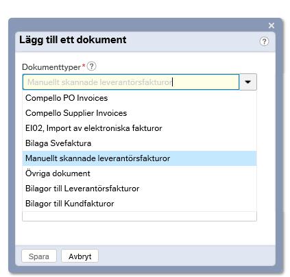 I pop-up rutan klickar man på arket med plustecknet, Lägg till ett dokument.