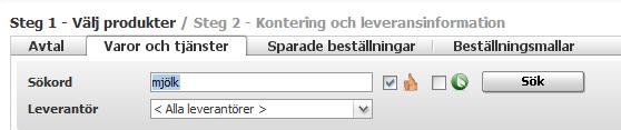 Om du vet vilken leverantör du ska beställa ifrån så söker du på leverantör i rutan Avtal, se nedan. 5.1.