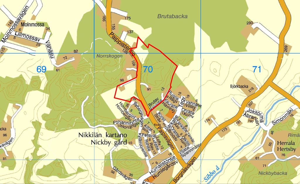 Kartanonrinne sijaitsee Nikkilän pohjoispuolella.