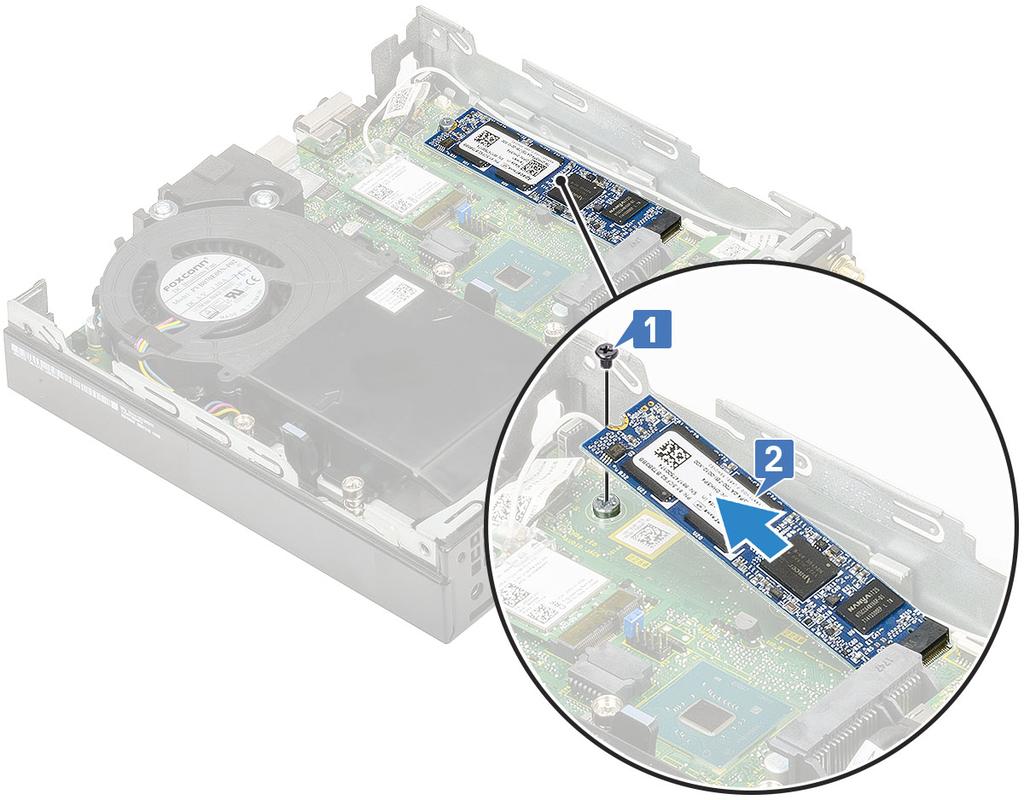 Installera M.2 PCIe SSD OBS: Anvisningarna gäller även M.2 SATA SSD. 1 För att installera M.2 PCIe SSD: a Sätt i M.