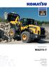 WA 270. Hjullastare WA MOTORSTYRKA 115 kw / v/minut TJÄNSTEVIKT kg SKOPVOLYM 2,0-2,5 m³
