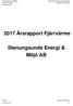 2017 Årsrapport Fjärrvärme. Organisation: Stenungsunds Energi & Miljö AB