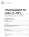 Influensarapport för vecka 13, 2015 Denna rapport publicerades den 2 april 2015 och redovisar influensaläget vecka 13 (23/3-29/3).