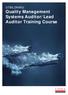 UTBILDNING: Quality Management Systems Auditor/Lead Auditor Training Course