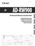 AD-RW900. CD Recorder/Reverse Cassette Deck BEDIENUNGSANLEITUNG MANUALE DI ISTRUZIONI GEBRUIKSAANWIJZING BRUKSANVISNING