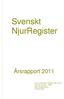 Svenskt NjurRegister. Årsrapport 2011. Aktiv uremivård i Sverige 1991-2010 Kronisk njursvikt - CKD Njurtransplantation Dialyskvalitet