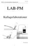 2012-03-08. TMMI 16. Laborationshandledning. Kullagerlaboration LAB-PM. Kullagerlaborationer. /Stig Algstrand