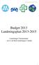 Budget 2013 Landstingsplan 2013-2015