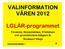 VALINFORMATION VÅREN 2012. LGLÄR-programmet. Förskola, förskoleklass, fritidshem och grundskolans tidigare år Studieort Växjö