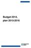 Budget 2014, plan 2015-2016