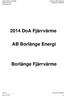 2014 DoA Fjärrvärme. AB Borlänge Energi. Borlänge Fjärrvärme