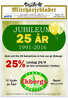 25% JUBILEUM Lördag 24/9 på hela sortimentet i butiken. Vi bjuder på fika! Öppet. Kom och fira 25 fantastiska år hos oss på Ekbergs