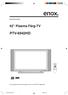 Bruksanvisning. 42 Plasma Färg-TV PTV-6942HD. Läs noga igenom bruksanvisningen innan du använder TV-apparaten.