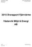 2015 Årsrapport Fjärrvärme. Organisation: Västervik Miljö & Energi AB