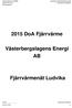 2015 DoA Fjärrvärme. Västerbergslagens Energi AB. Fjärrvärmenät Ludvika