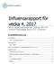 Influensarapport för vecka 4, 2017 Denna rapport publicerades den 2 februari 2017 och redovisar influensaläget vecka 4 (23 29 januari).