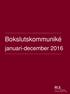 Bokslutskommuniké januari-december 2016