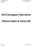2015 Årsrapport Fjärrvärme. Götene Vatten & Värme AB