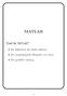 MATLAB. Vad är MATLAB? En kalkylator för linlär algebra. Ett programspråk liknande t.ex Java. Ett grafiskt verktyg.