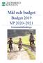 Mål och budget. Budget 2019 VP Kommunfullmäktige