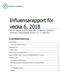 Influensarapport för vecka 6, 2018 Denna rapport publicerades den 15 februari 2018 och redovisar influensaläget vecka 6 (5-11 februari).