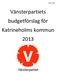 Sida 1 av 20. Vänsterpartiets budgetförslag för Katrineholms kommun 2013