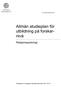 Allmän studieplan för utbildning på forskarnivå