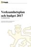 Verksamhetsplan och budget För kommunstyrelsen