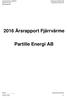 2016 Årsrapport Fjärrvärme. Partille Energi AB