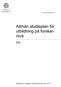 Allmän studieplan för utbildning på forskarnivå